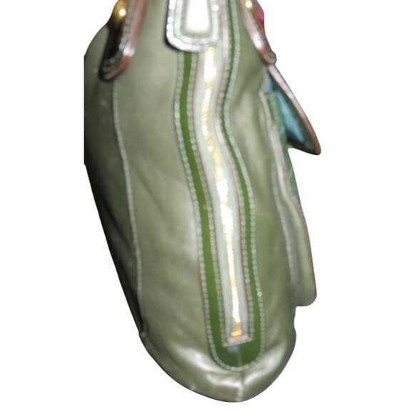 COACH 2011 Kristen Spectator Green Color block Croc Embossed Exotic Leather Bag - Picture 4 of 13